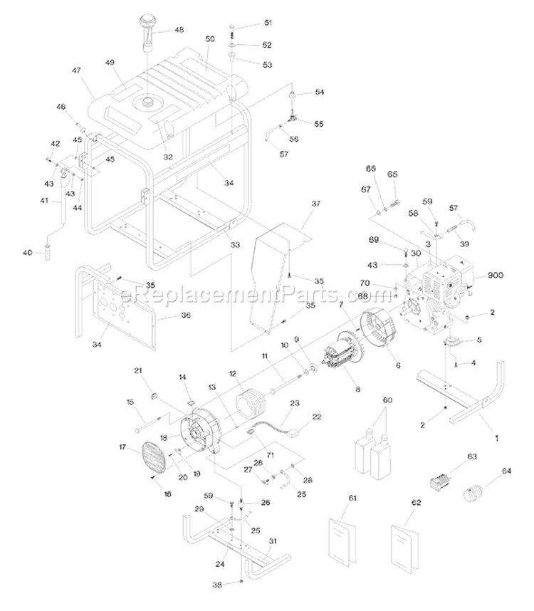 Page B Diagram and Parts List for 1652-0  Briggs and Stratton Generator